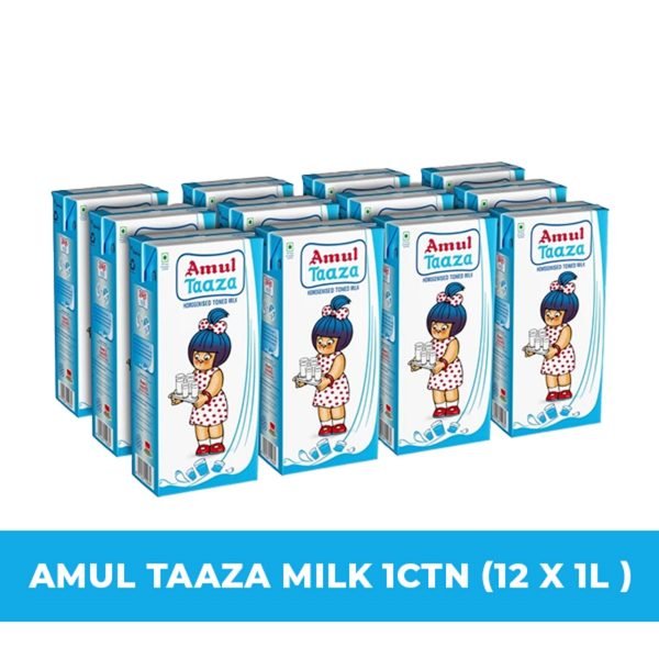 Amul Taaza Full Cream Milk 1L 12 x 1L