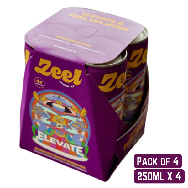 Zeel Supertea Elevate – Sparkling Mango Green Tea (250ml) pack of 4